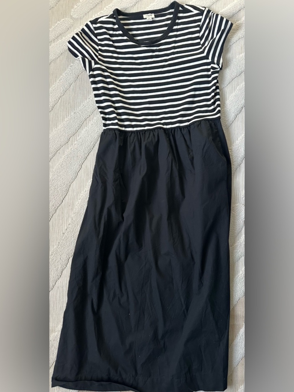 J. Crew Black and White Striped Maxi Dress